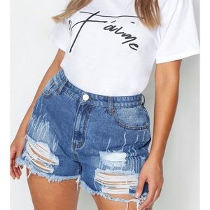 Boohoo distressed ripped shorts